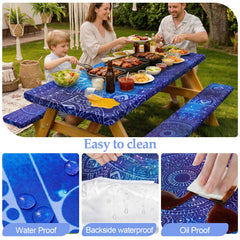 Close-up of waterproof fabric on picnic table cover