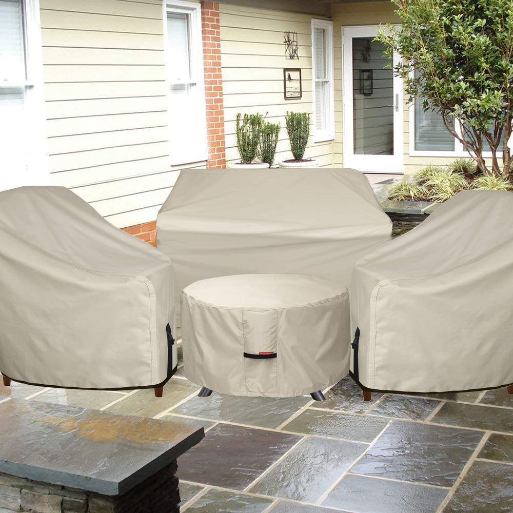 Close-up of waterproof material on Porch Shield fire pit cover