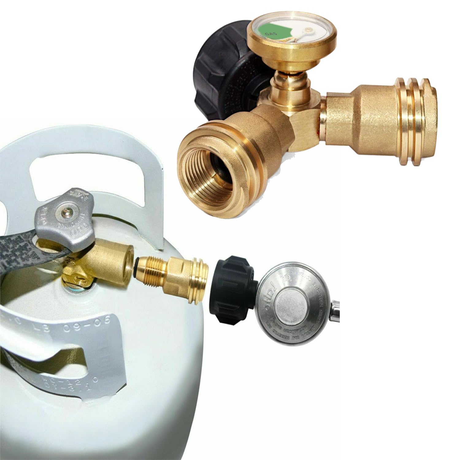 Close-up of WedFeir brass adapter fittings