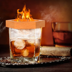 Close-up of WEICHA Cocktail Smoker with wood chips
