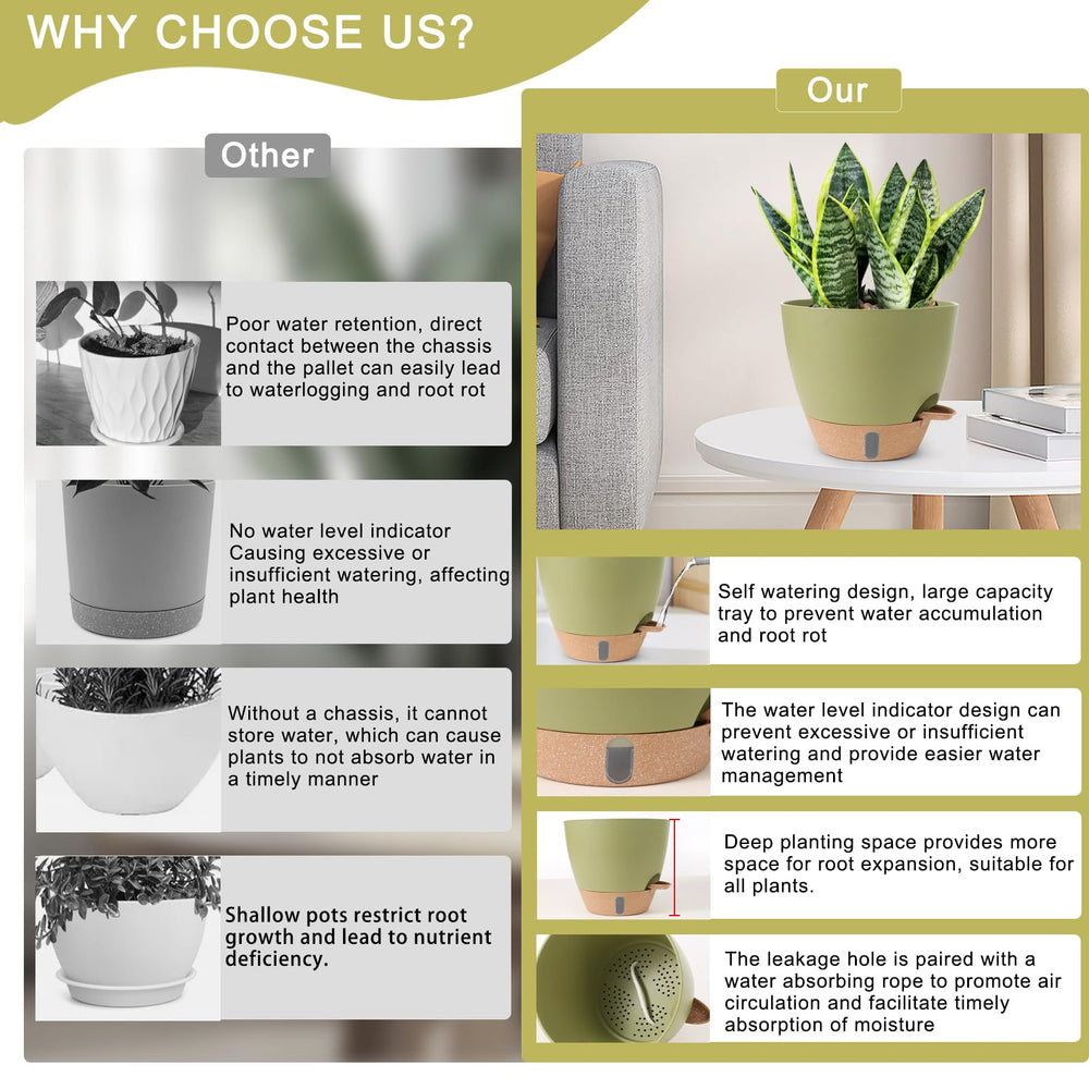 Close-up of WEICHENGXING self watering pot showing quality plastic material