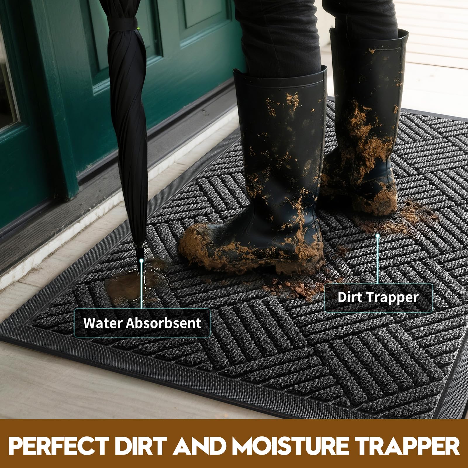 Close-up of WELDUN doormat texture and grooves