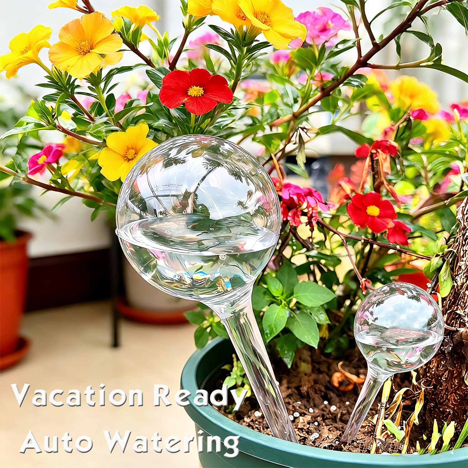 Close-up of Wellinc self watering globe revealing water fill opening