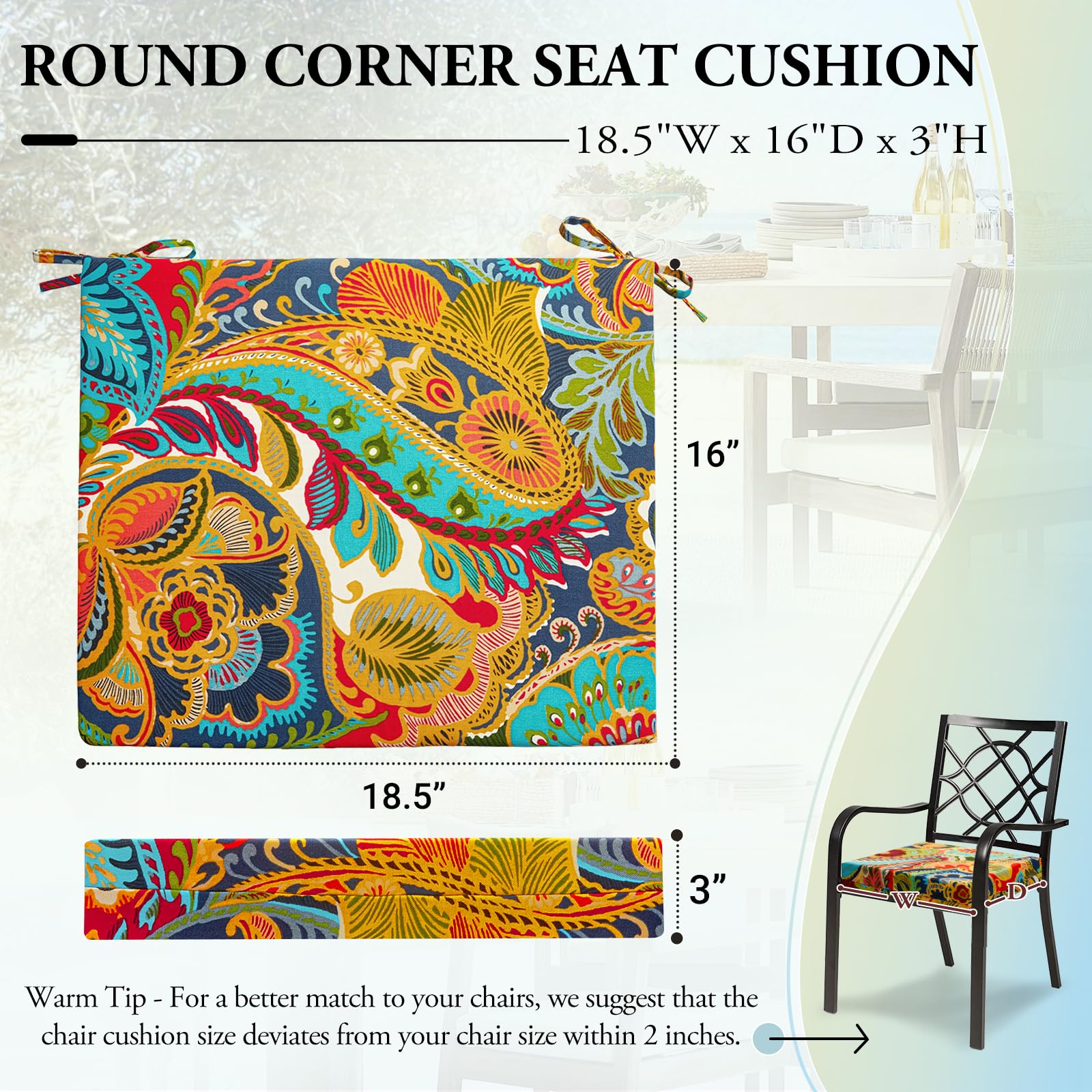 Close-up of Wellsin outdoor chair cushion's fabric texture