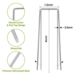 Close-up of Whonline 4 Inch landscape staples showing flat top design