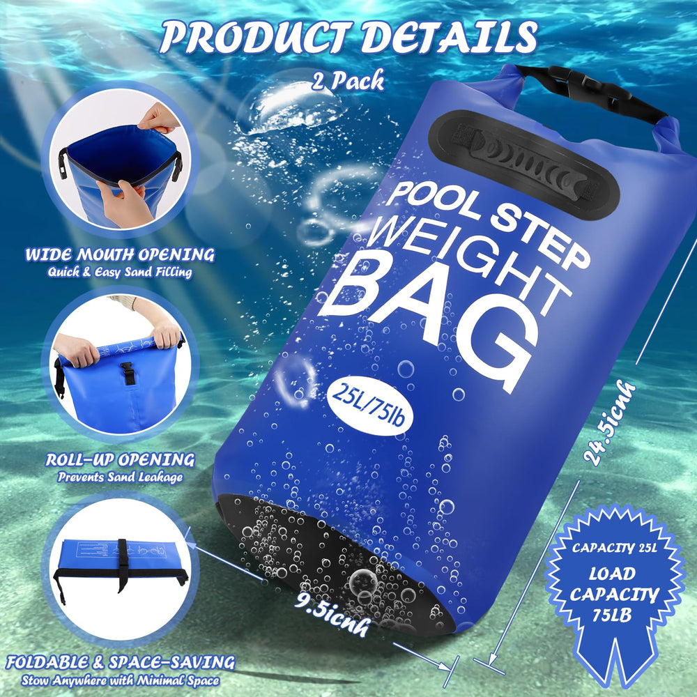 close-up of whumsdog pool ladder weight bag handles