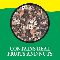 Close-up of Wild Delight bird seed mix showing nuts and seeds