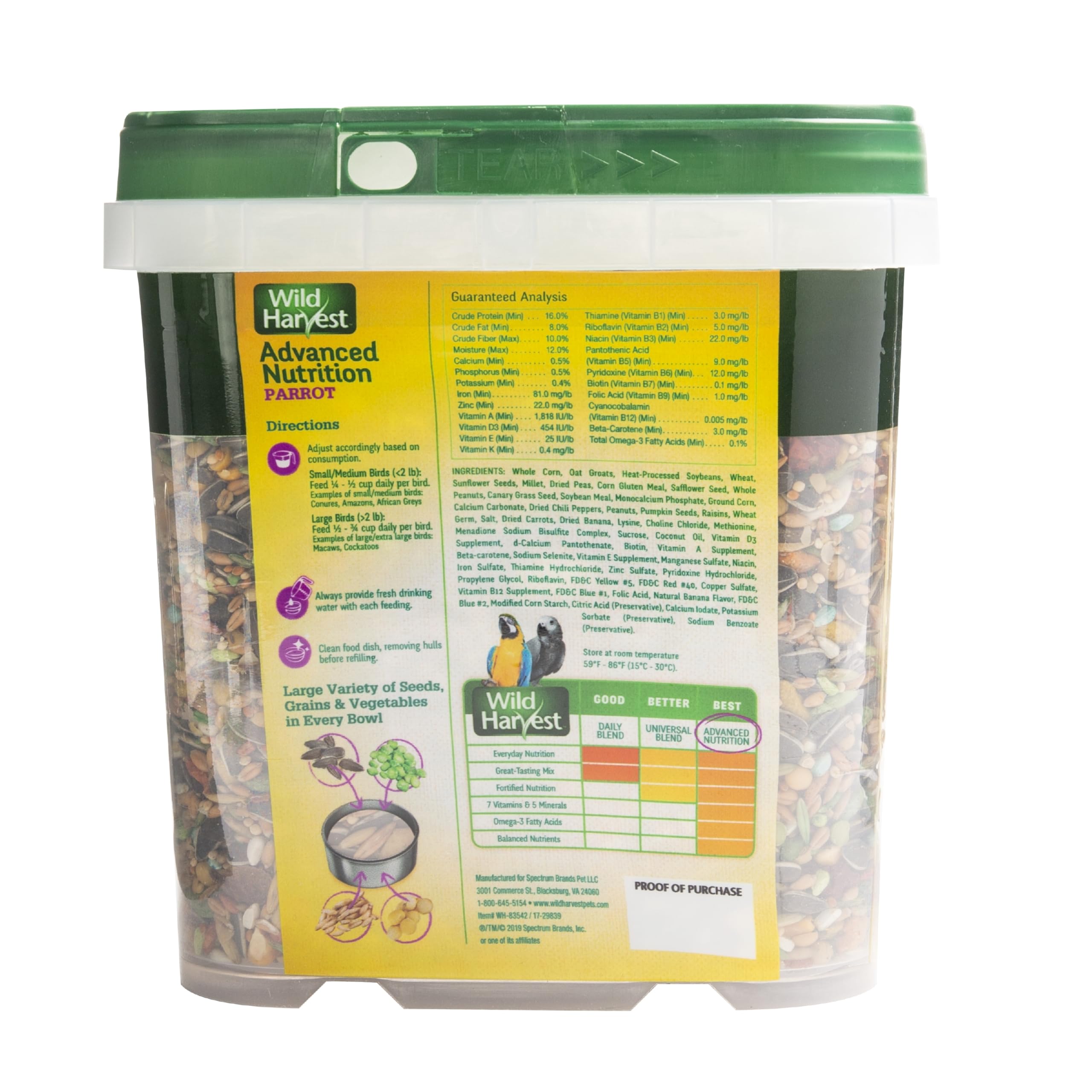 Close-up of Wild Harvest Parrot Food ingredients