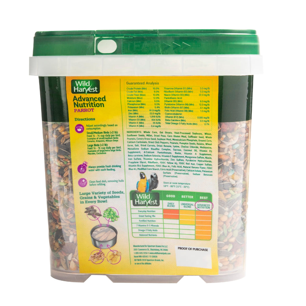 Close-up of Wild Harvest Parrot Food ingredients