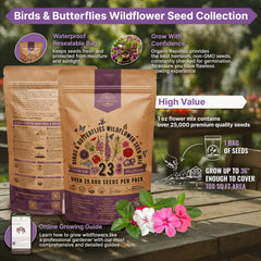 Close-up of wildflower seeds in Organo Republic packet
