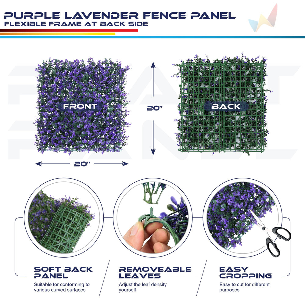 Close-up of Windscreen4less lavender purple artificial boxwood panel texture