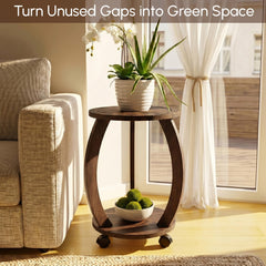Close-up of WooOrganix plant stand showing wood grain details