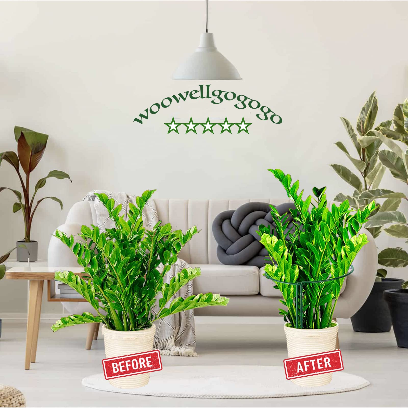 Close-up of WooWellGoGoGo Snake Plant Support Stake, metal construction