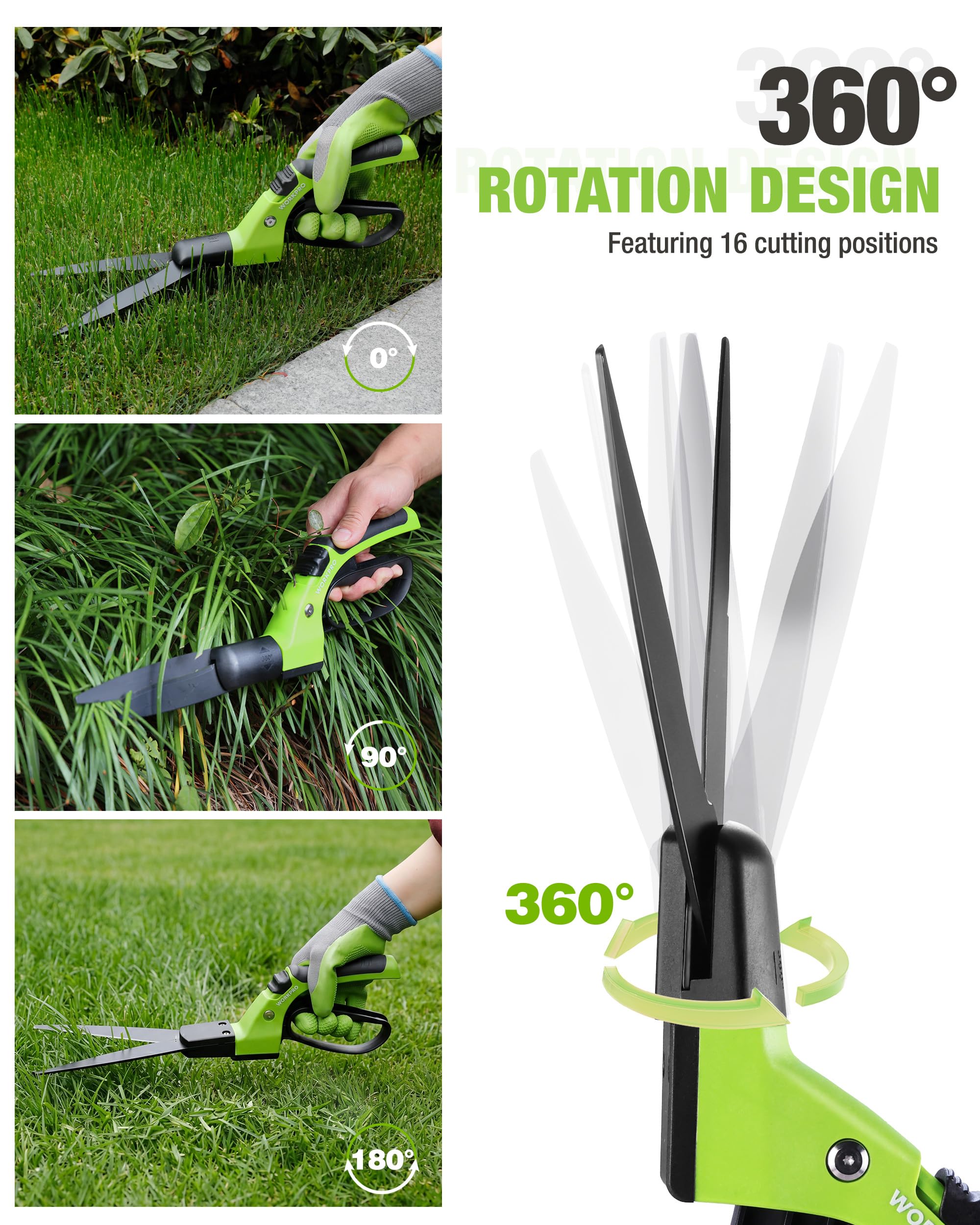 Close-up of WORKPRO Grass Shears stainless steel blades
