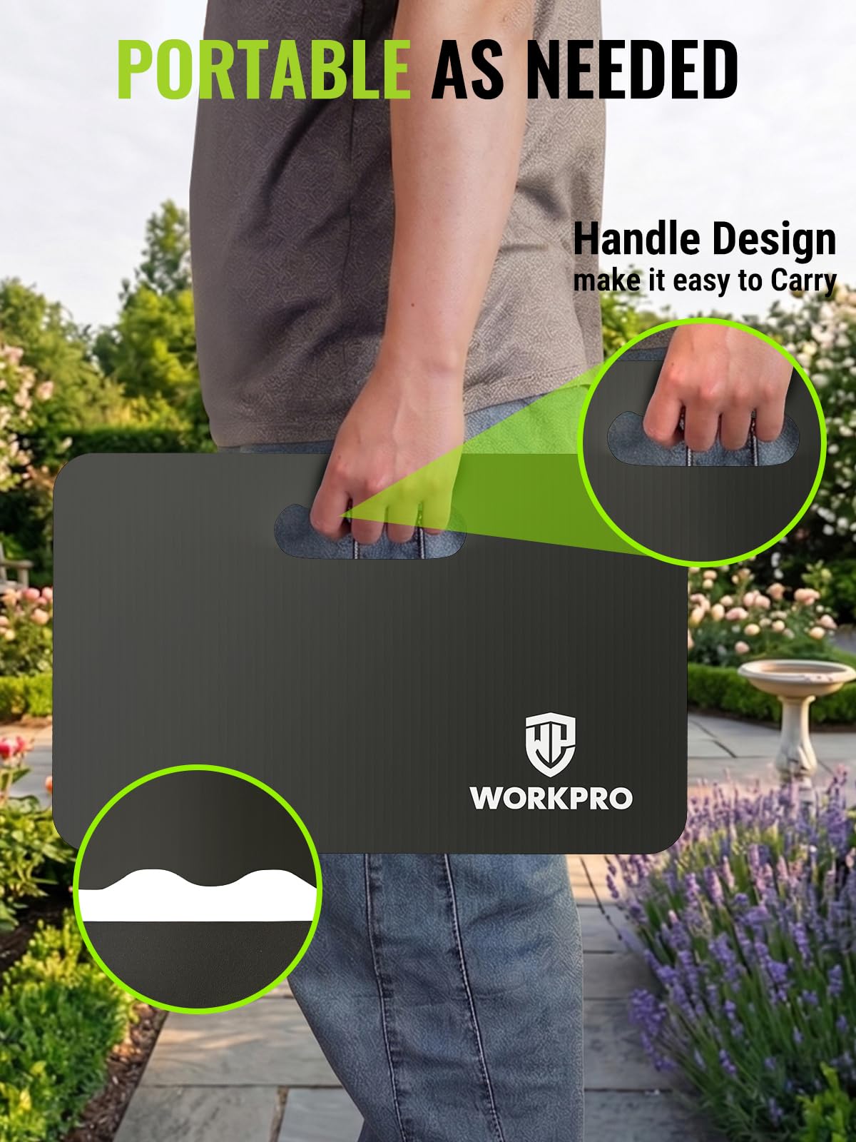 Close-up of WORKPRO kneeling pad material and finish