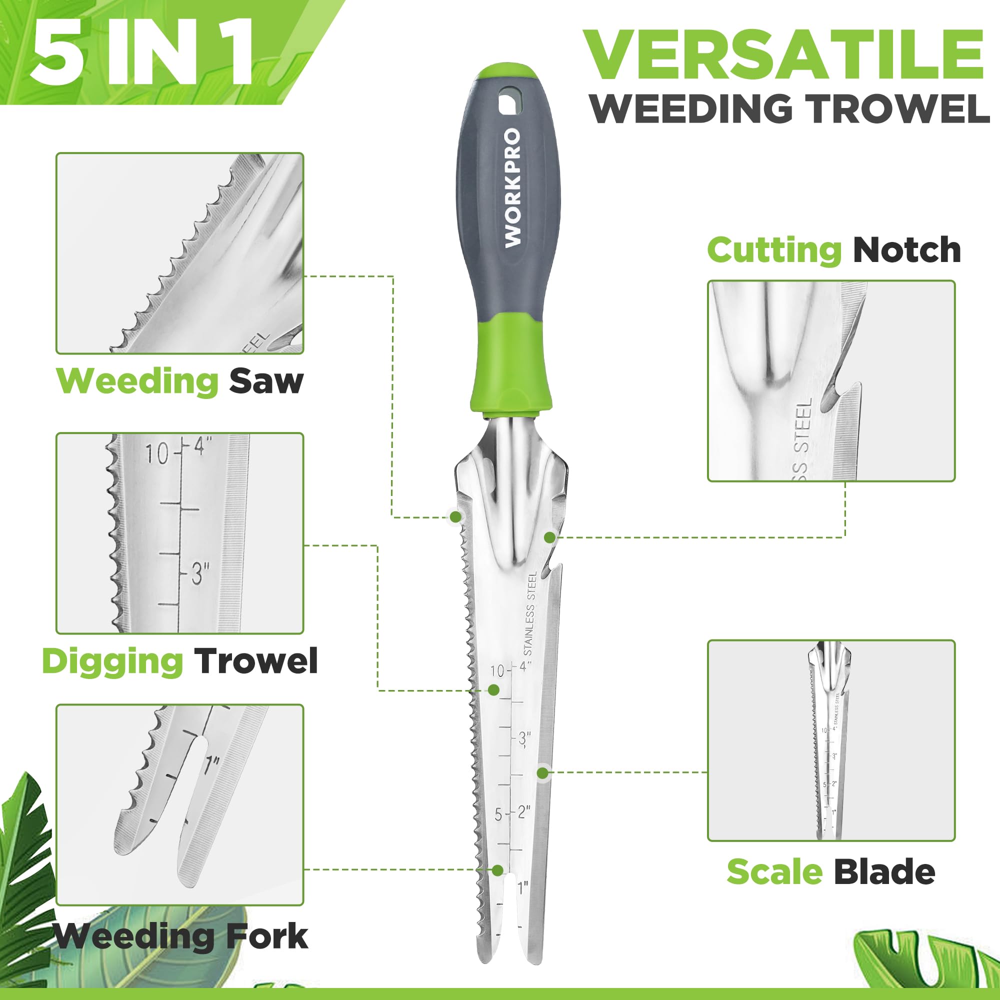 Close-up of WORKPRO serrated edge weeder