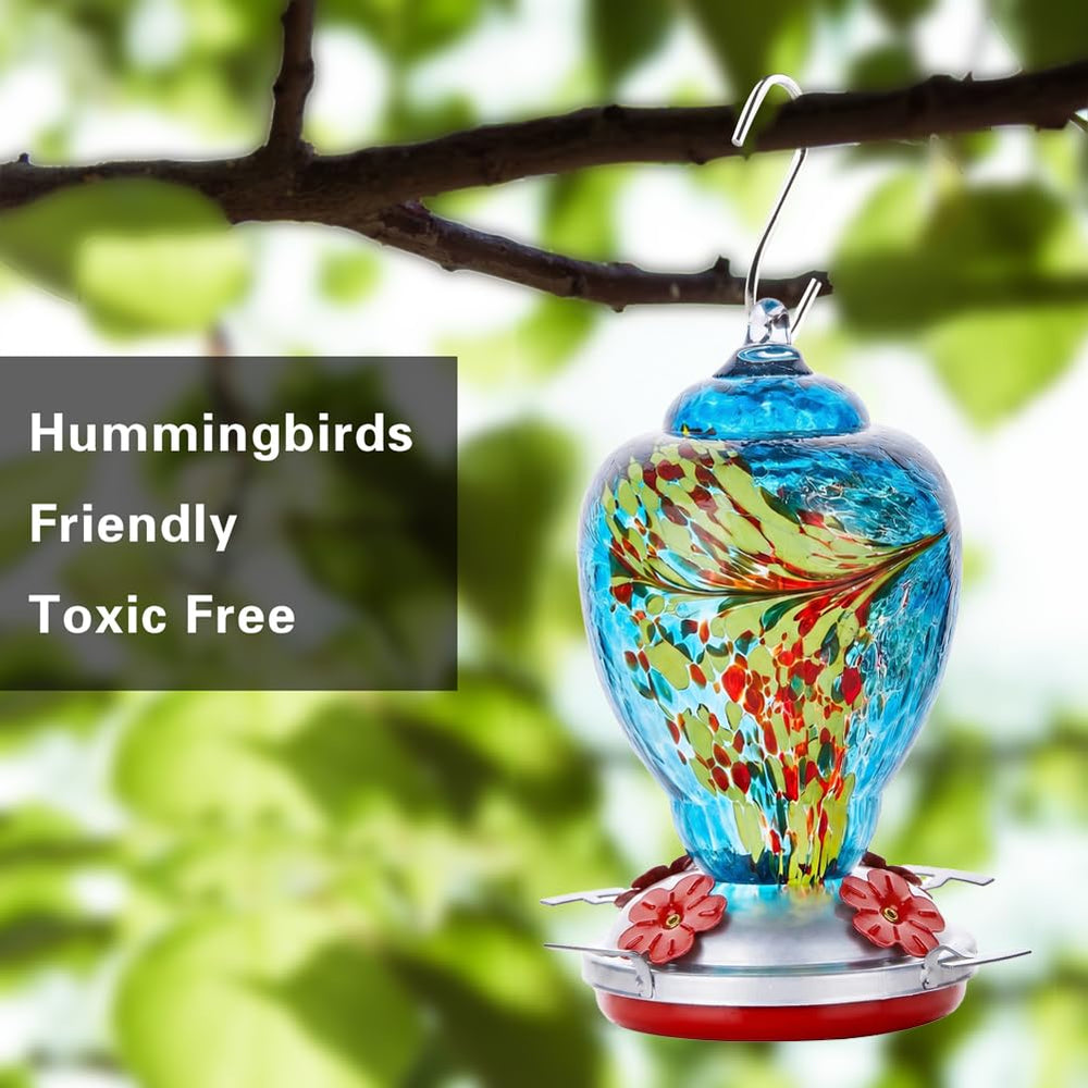 Close-up of WOSIBO Hummingbird Feeder glass texture