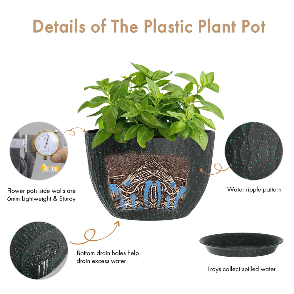 Close-up of WSMKSZ 12 inch flower pot showing water ripple design