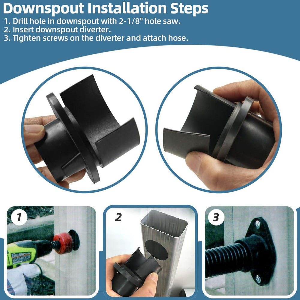Close-up of XCWT diverter head attached to downspout