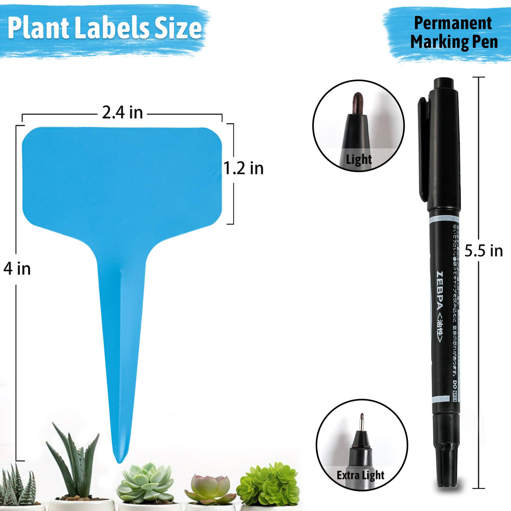 Close-up of Xgunion T-type plant labels in garden soil