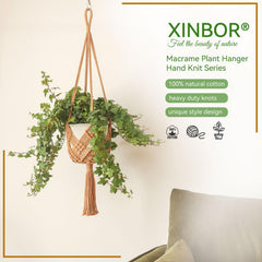 Close-up of XINBOR macrame plant hanger detail