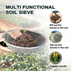 Close-up of XULIFU Soil Sifter 1/8 inch mesh
