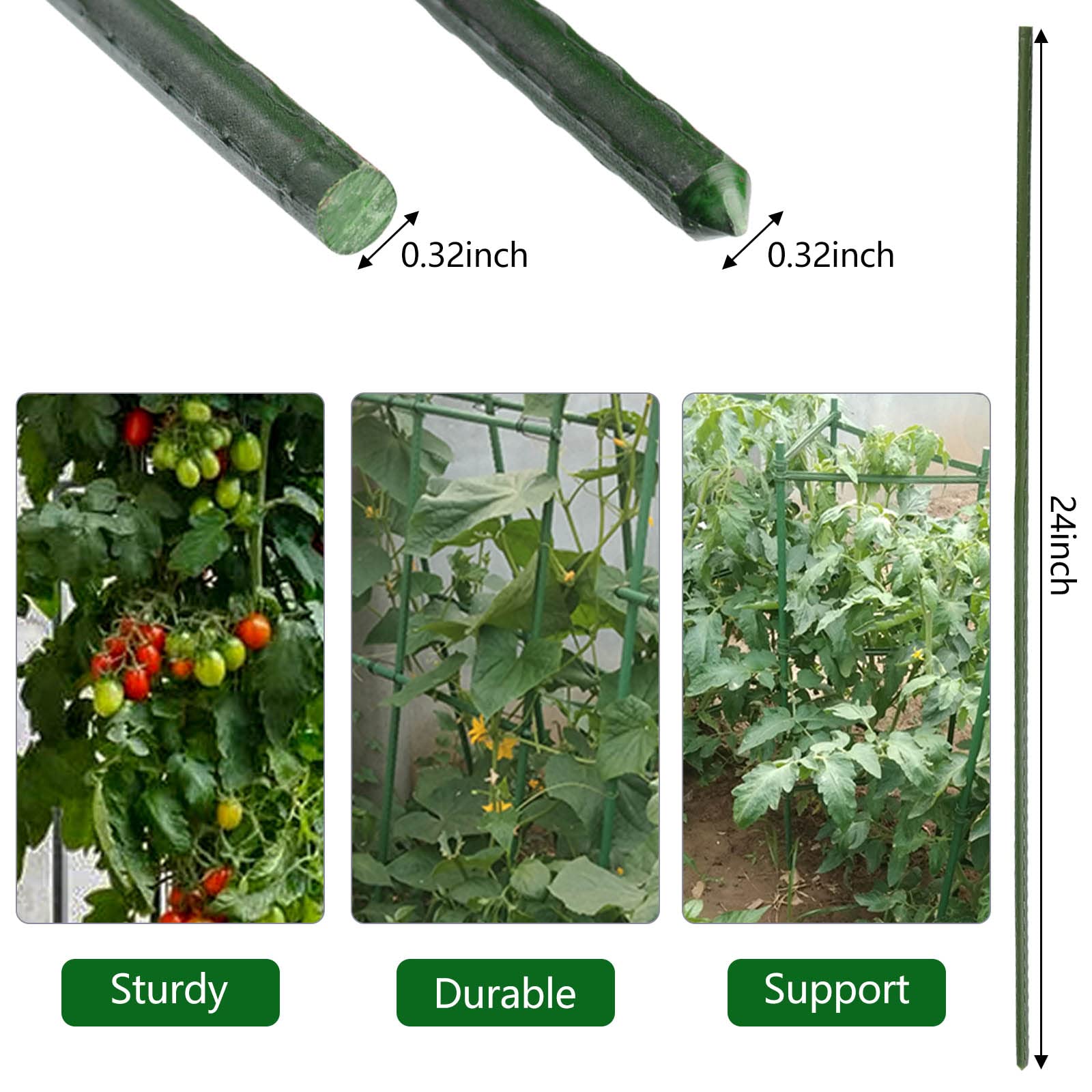 Close-up of Xuwzenkl garden stake pointed end for easy insertion