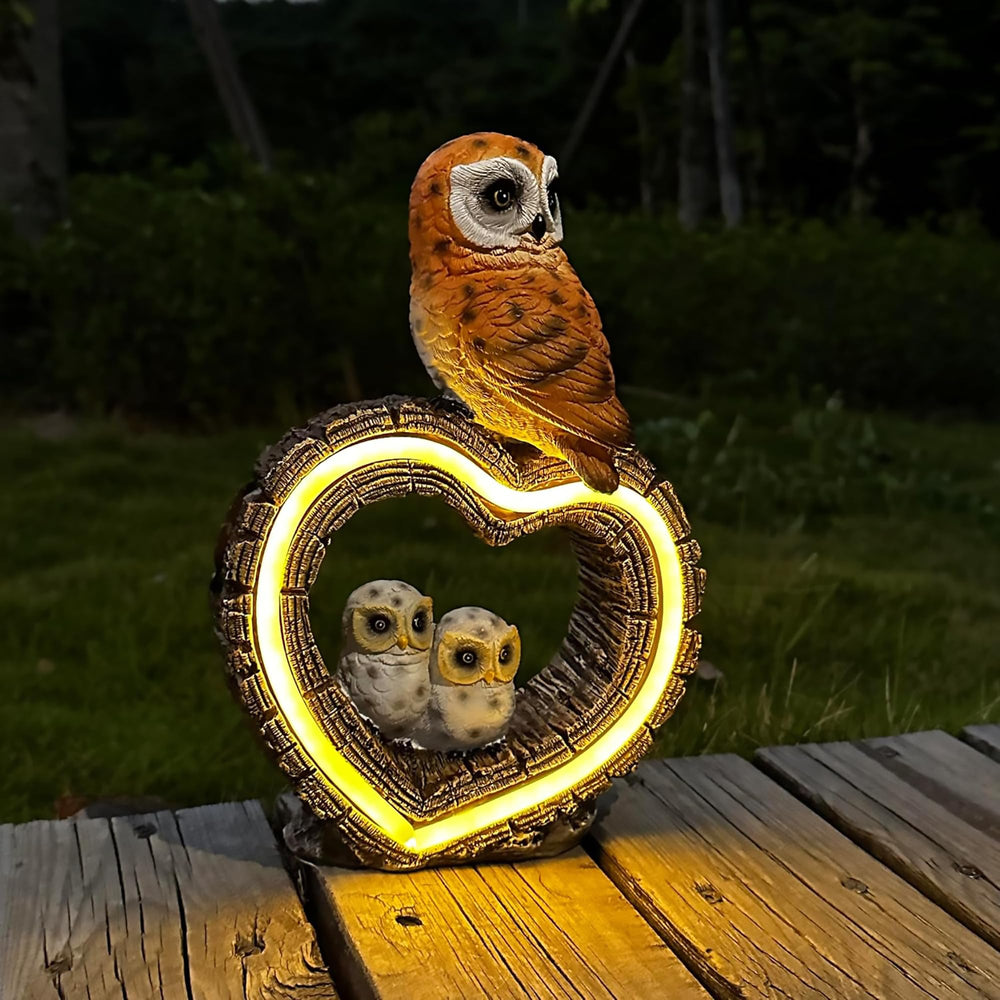 Close-up of xxoasis Solar Garden Owl Statue's hand-painted details