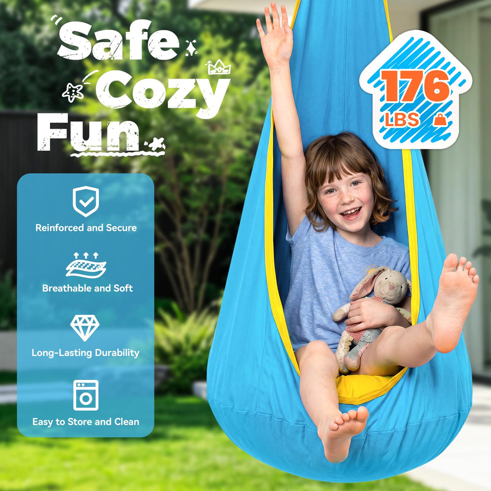 Close-up of Y-STOP Kids Pod Swing Seat inflatable cushion