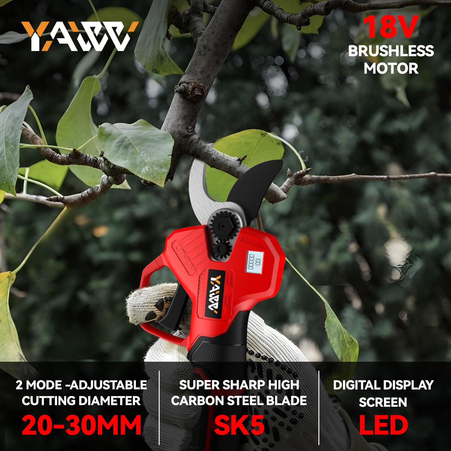 Close-up of YAWV Electric Pruning Shears SK5 blade
