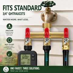 Close-up of Yayamz 3-Way Hose Splitter brass body