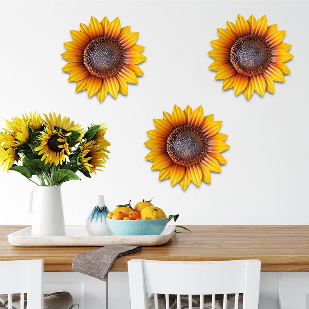 Close-up of YEAHOME metal sunflower wall art