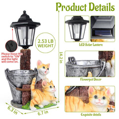 Close-up of YEPOTUE Solar Cat Outdoor Statue's charming expressions