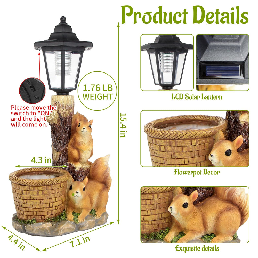 Close-up of YEPOTUE Solar Squirrels Lantern feature