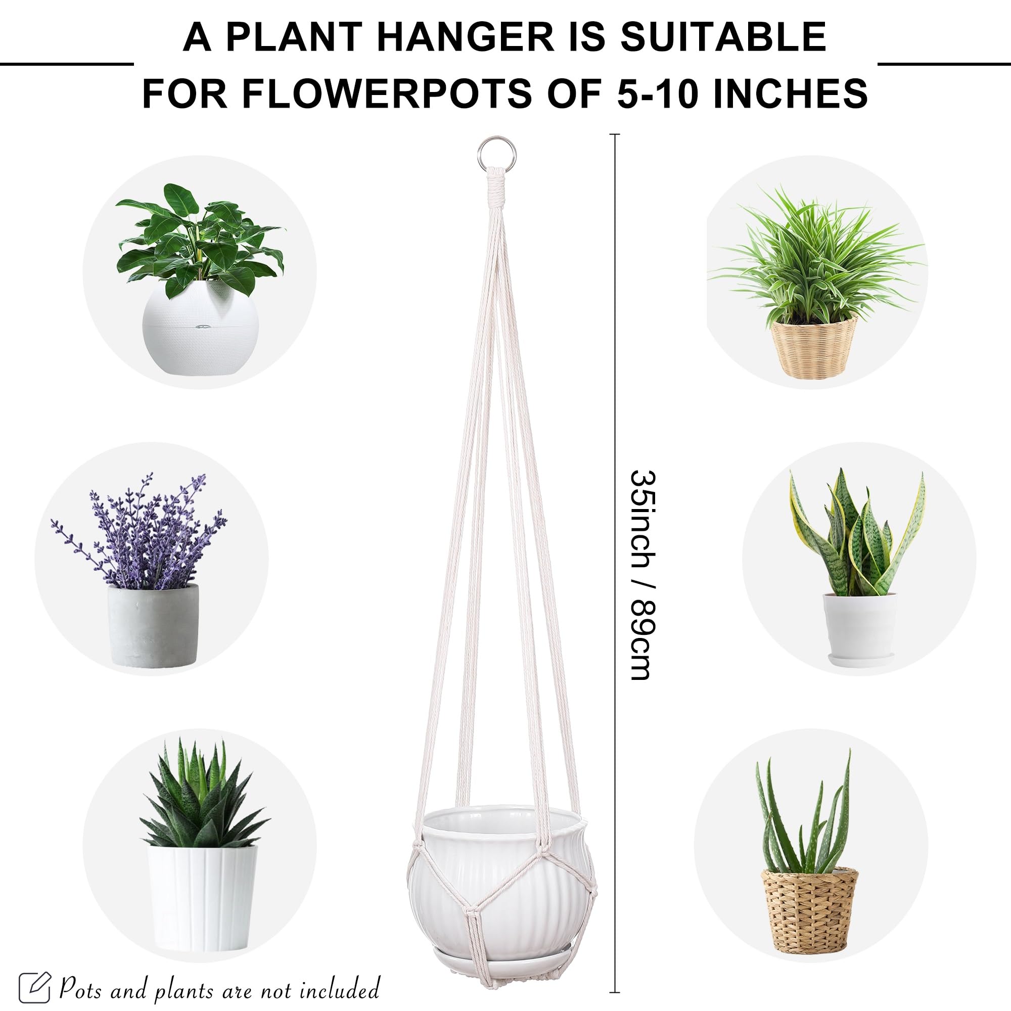 Close-up of YIBOT macrame plant hanger knots and texture