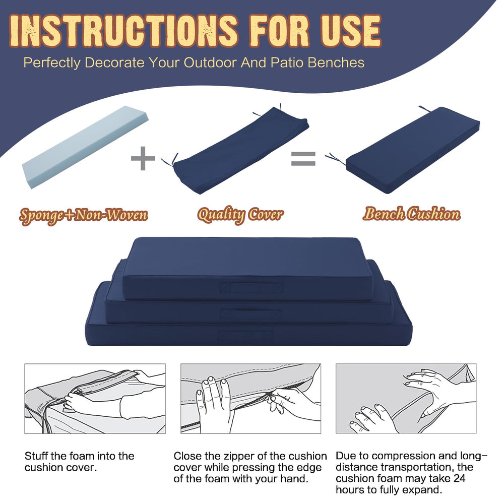 Close-up of YIJIAN HOME Outdoor Bench Cushion handle and zipper