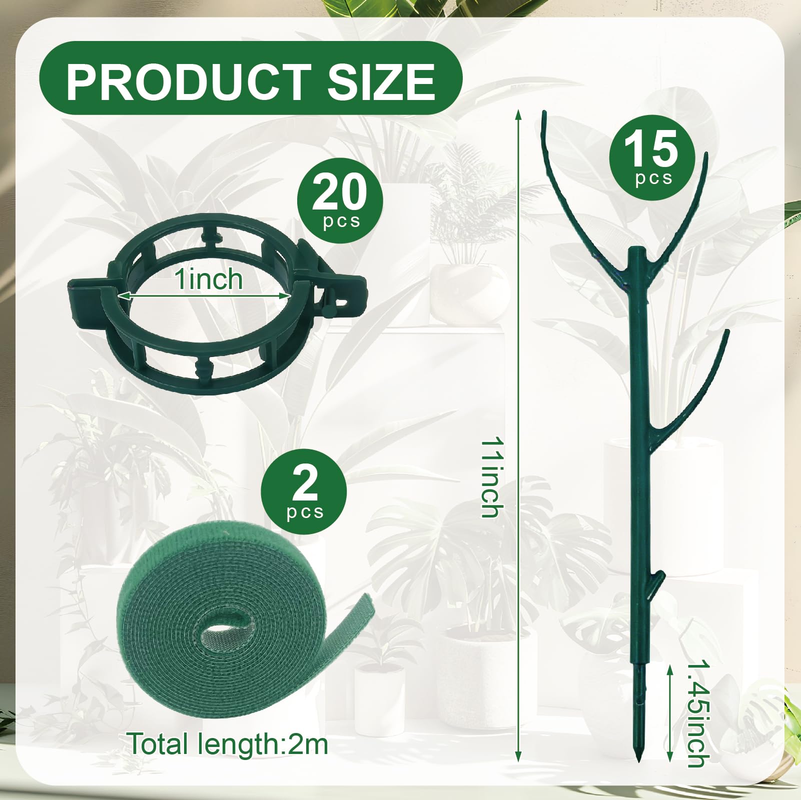 Close-up of YILEGSYO Plant Support Stakes green colour