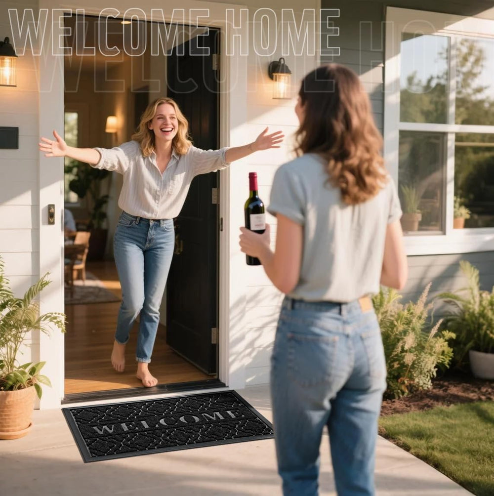 Close-up of Yimobra Welcome Door Mat rubber backing