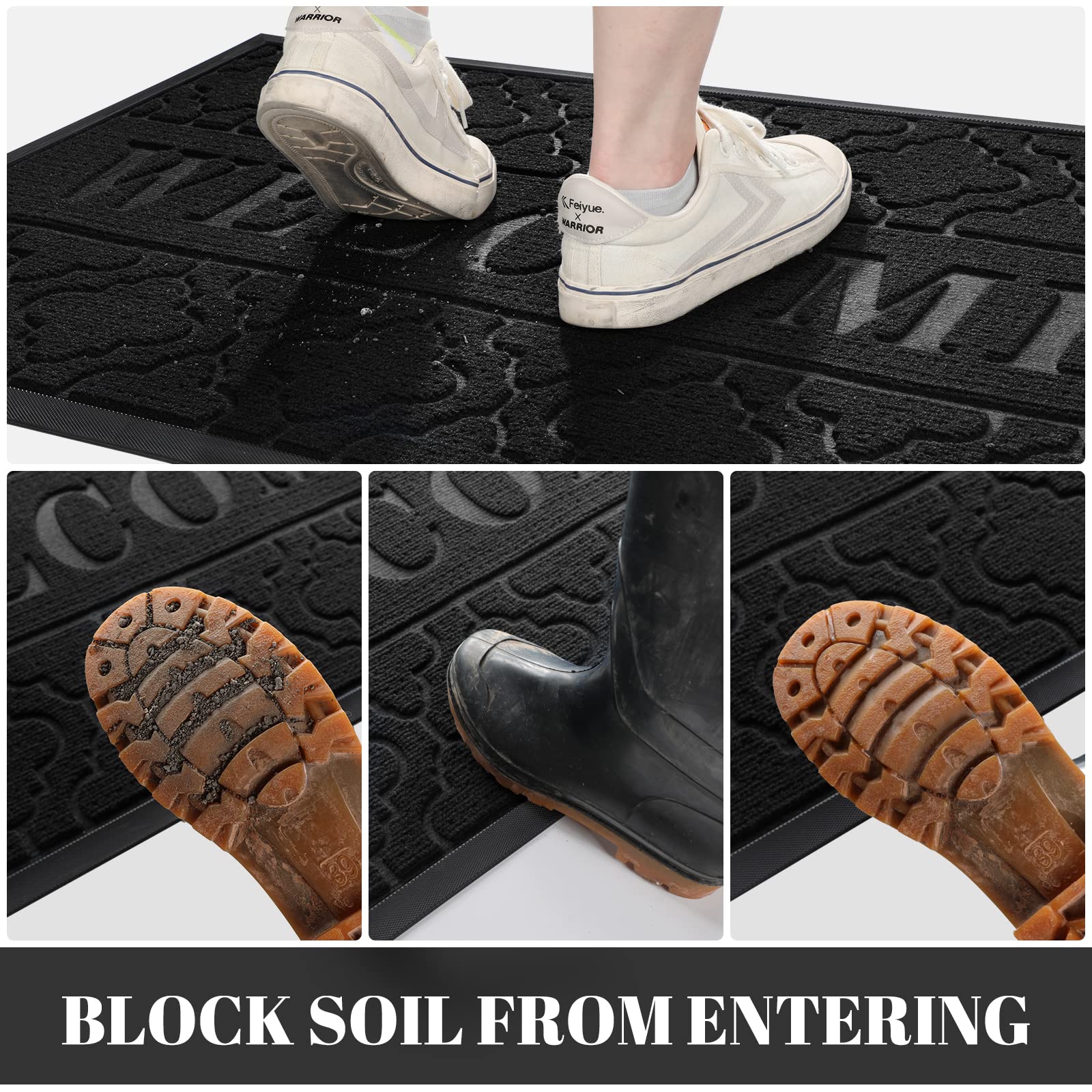 Close-up of Yimobra Welcome Mat non-slip rubber backing
