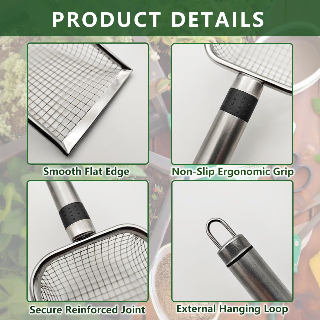Close-up of Yiqianhome Soil Sifter mesh detail