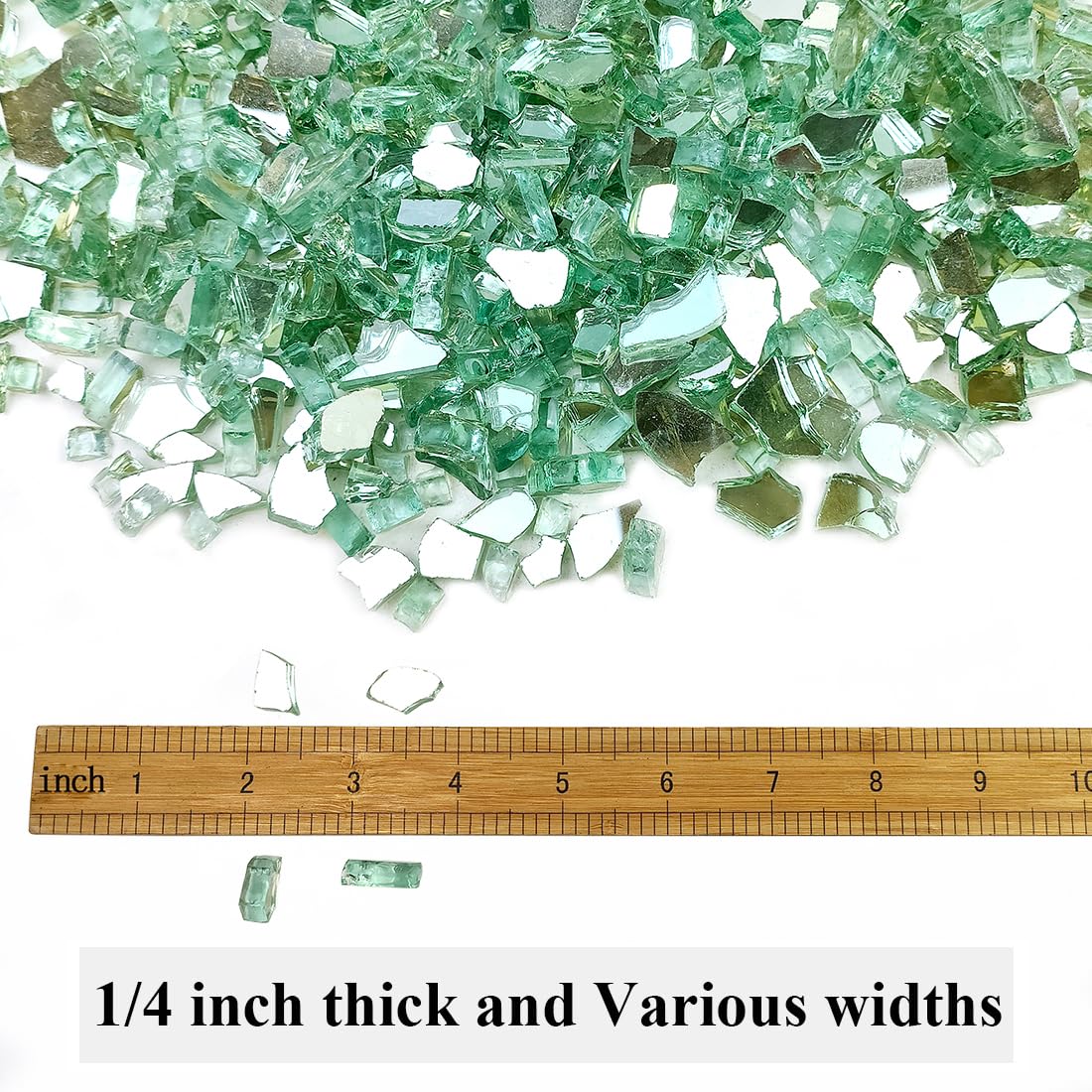 Close-up of YISZM fire glass showing shimmering light