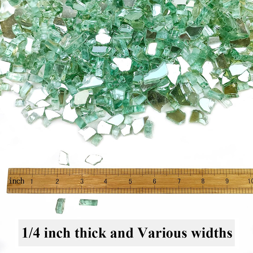Close-up of YISZM fire glass showing shimmering light