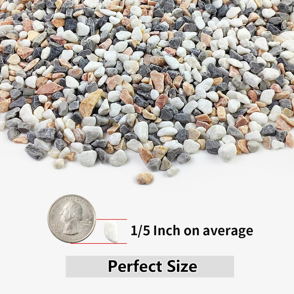 Close-up of YISZM gravel pebbles showing their 1/5 inch size
