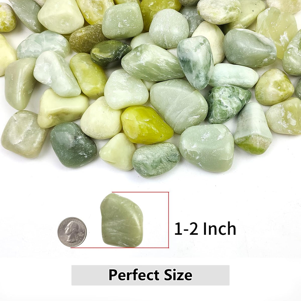 Close-up of YISZM jade pebbles showing smooth surface