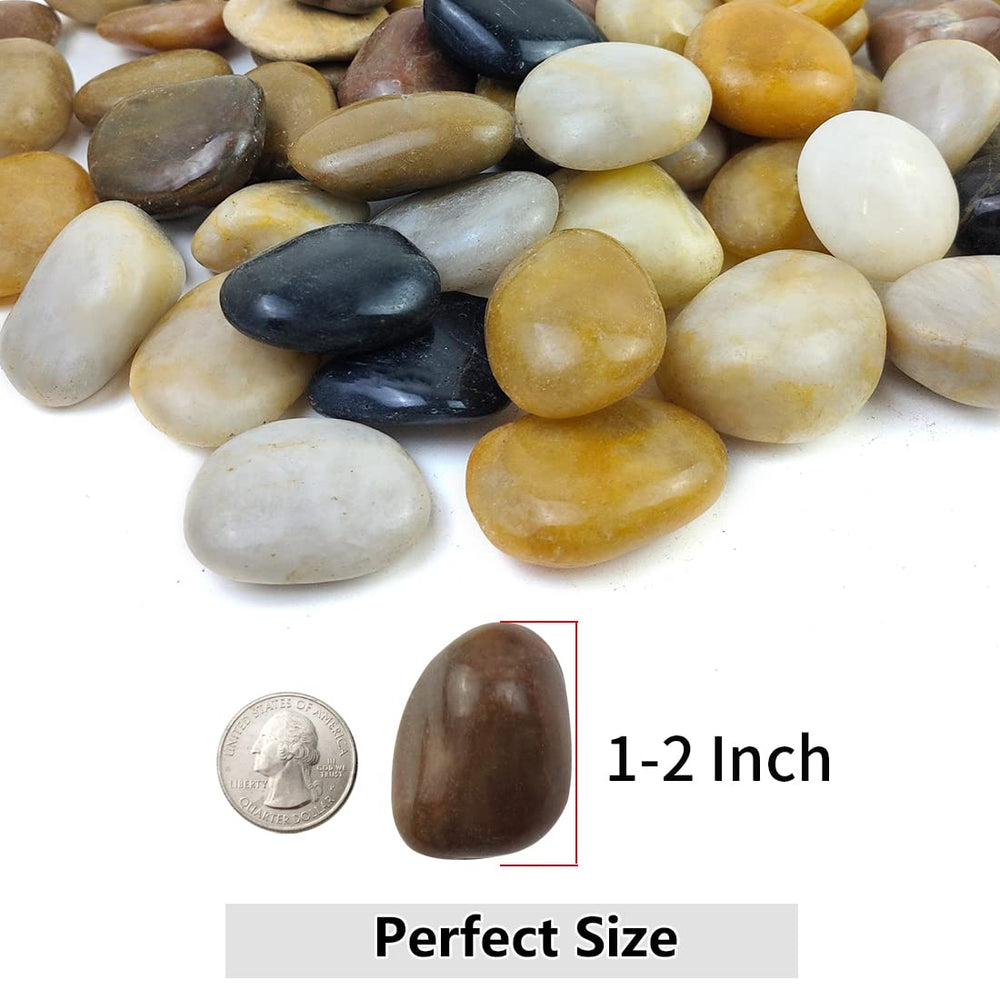 Close-up of YISZM mixed colour pebbles showing smooth surface