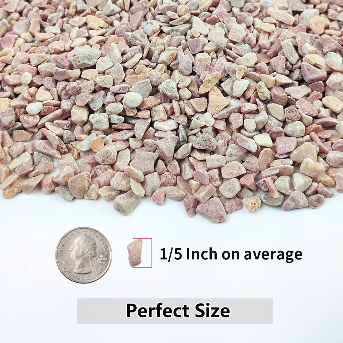 Close-up of YISZM peach gravel pebbles
