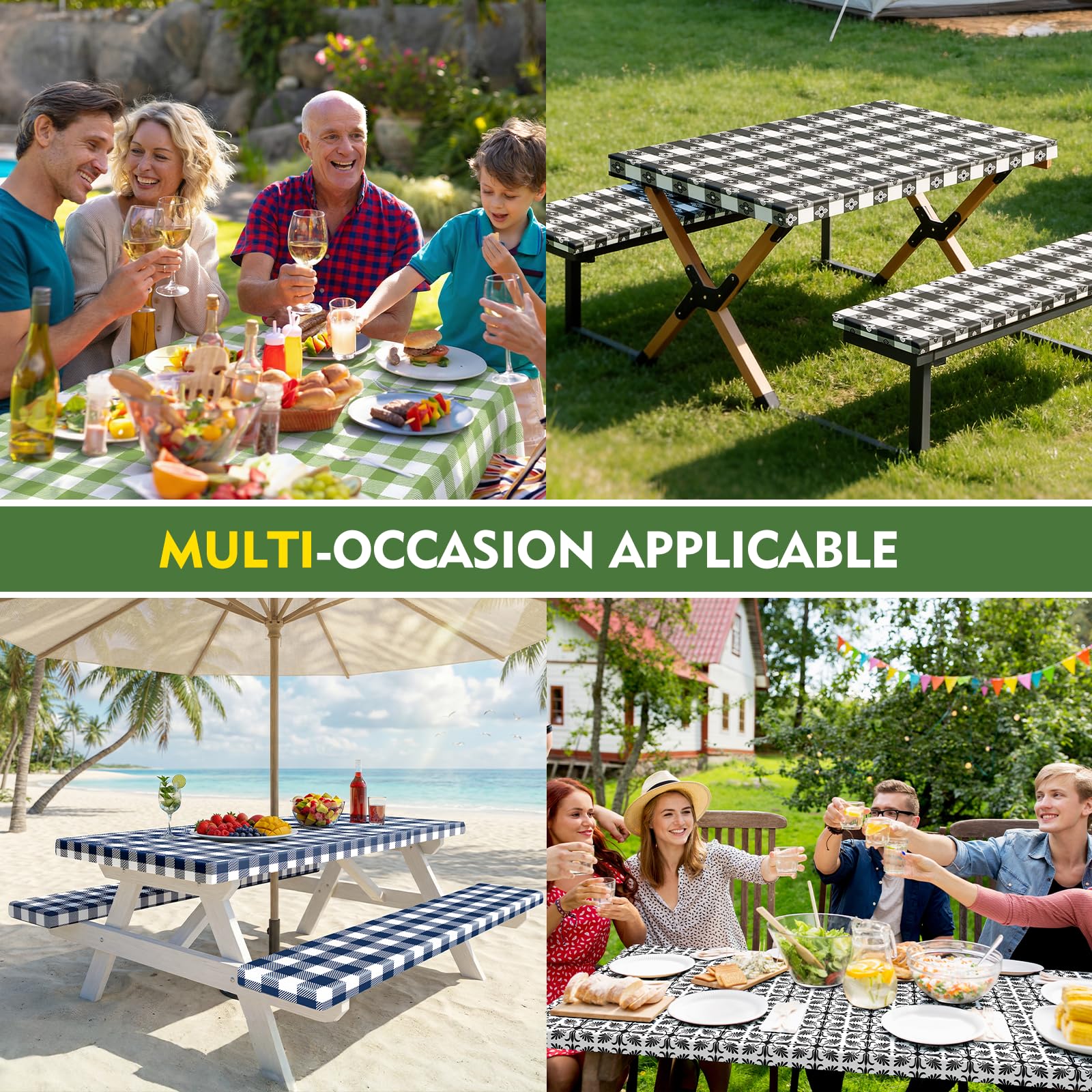 Close-up of Ymomode Picnic Table Cover with flannel backing