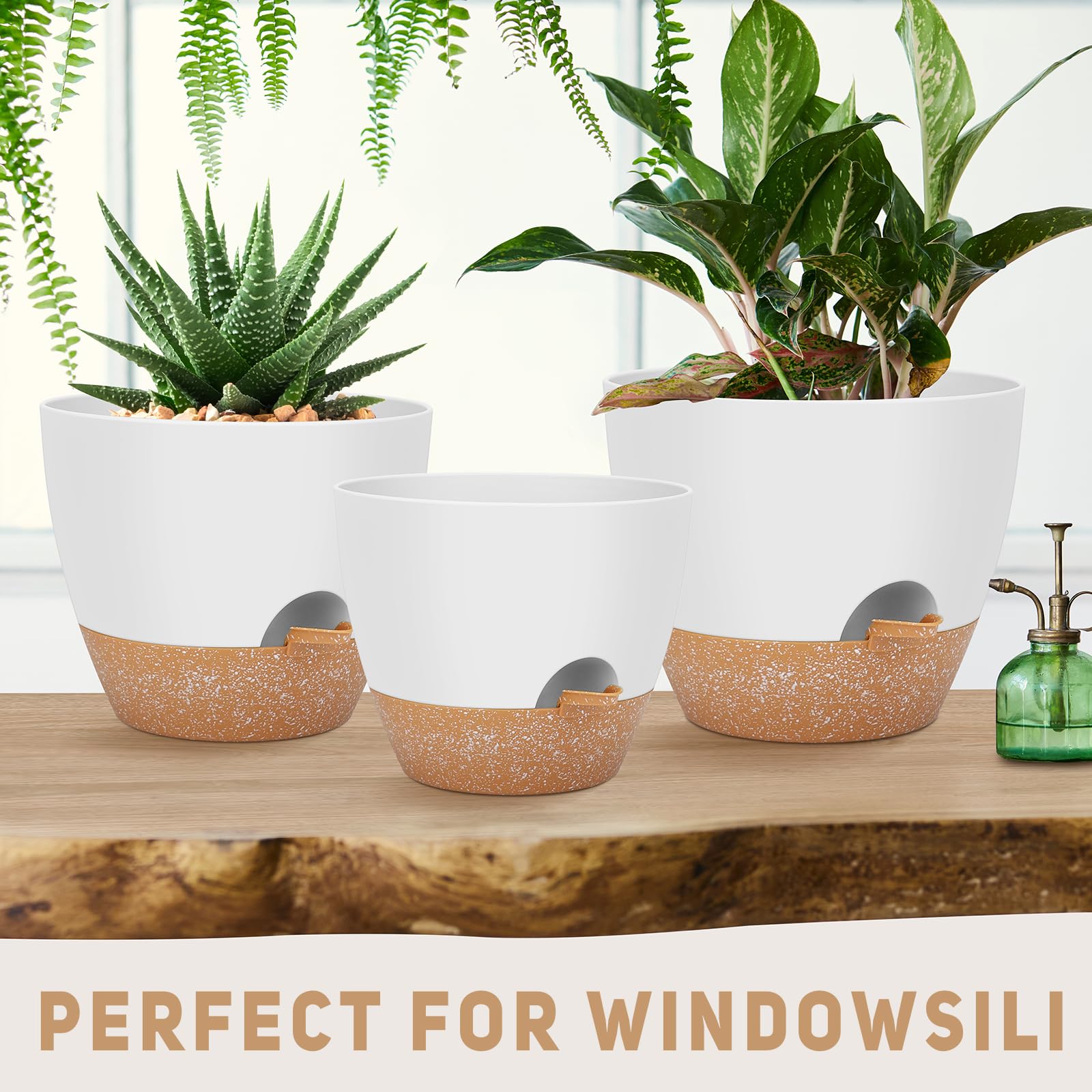 Close-up of YNNICO self watering pot drainage holes