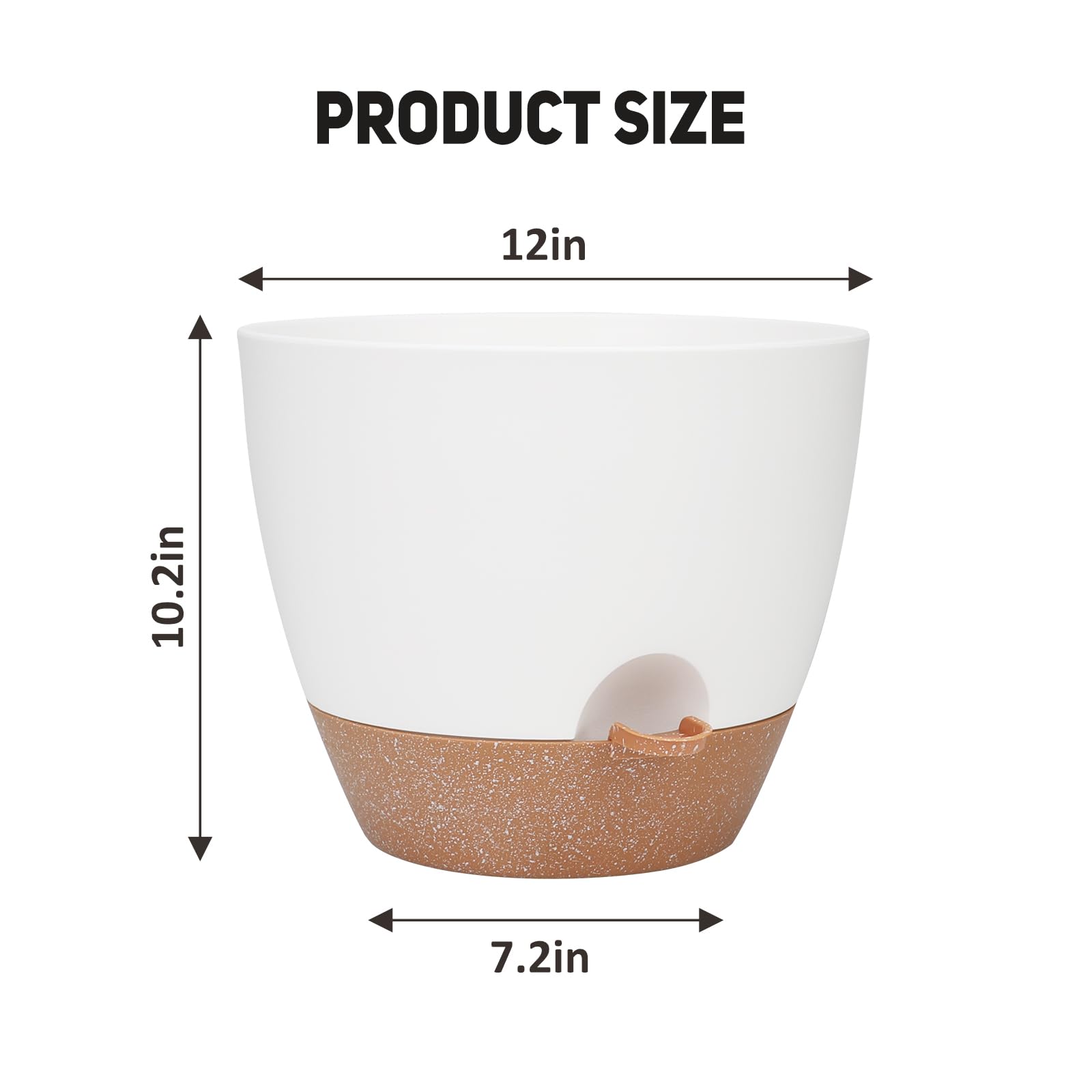 Close-up of YNNICO self-watering pot's built-in tray
