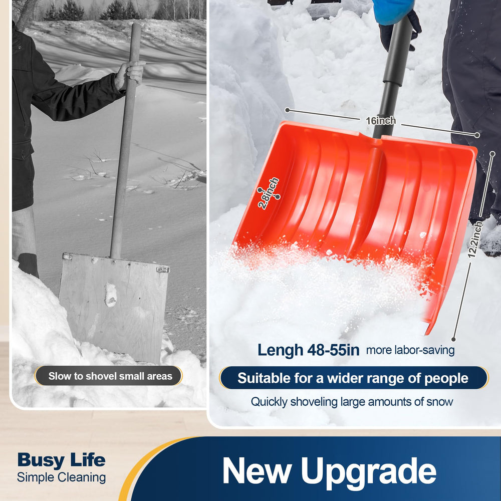 Close-up of Yocada snow shovel's D-grip handle for comfort